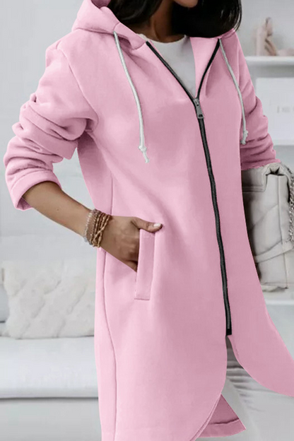 Prendas de abrigo informales con capucha, cuello y cremallera con cordón ajustable (8 colores)