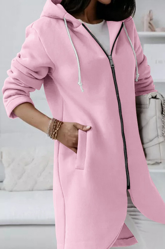 Prendas de abrigo informales con capucha, cuello y cremallera con cordón ajustable (8 colores)