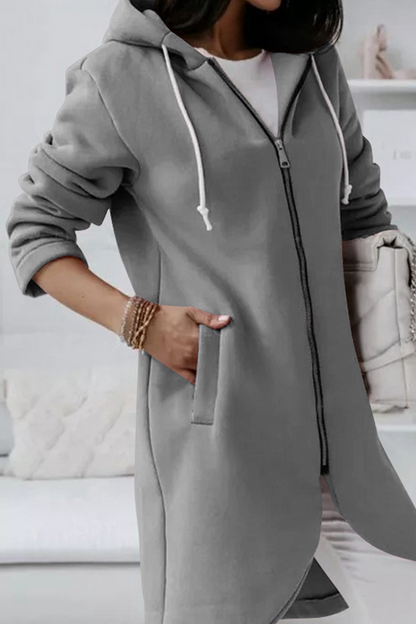 Prendas de abrigo informales con capucha, cuello y cremallera con cordón ajustable (8 colores)