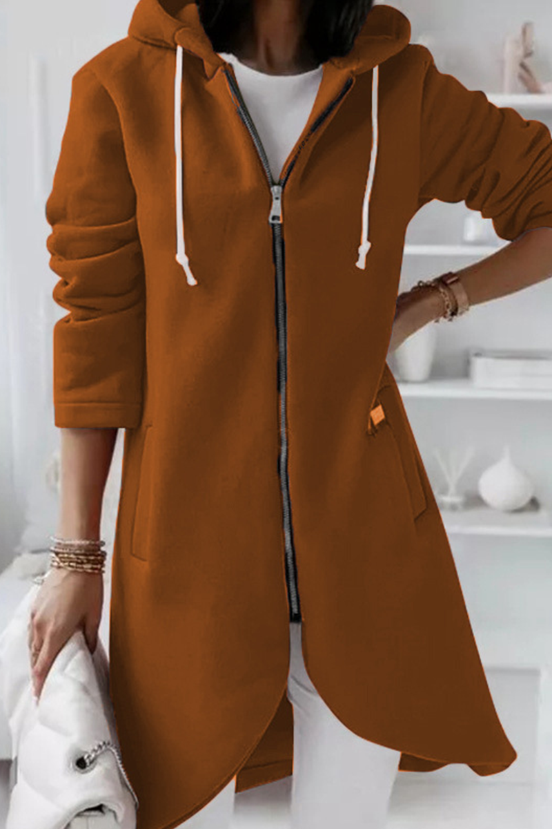 Prendas de abrigo informales con capucha, cuello y cremallera con cordón ajustable (8 colores)