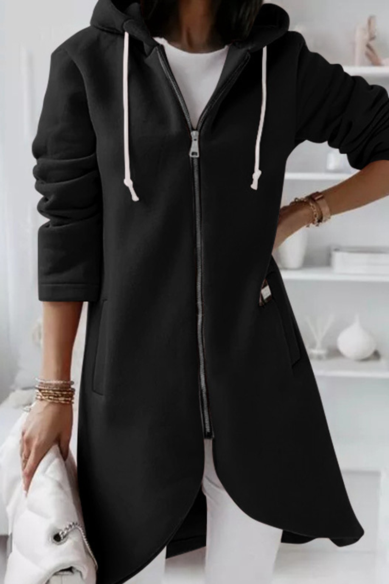 Prendas de abrigo informales con capucha, cuello y cremallera con cordón ajustable (8 colores)