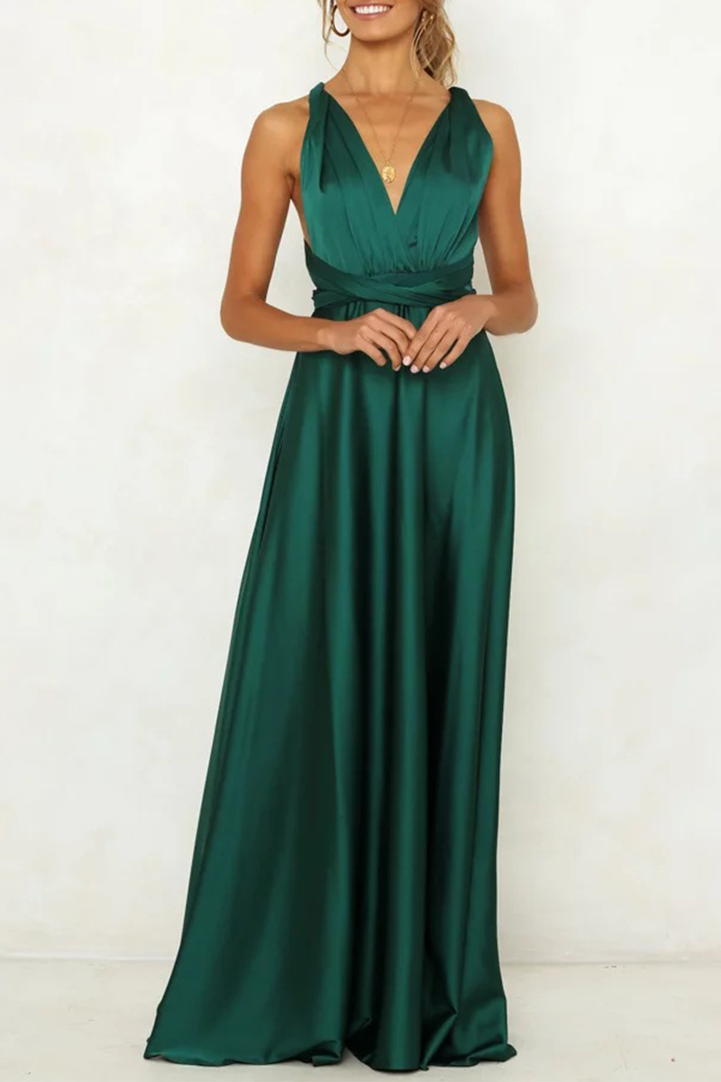 Vestidos de noche elegantes de celebridades con escote en V, diseño de tirantes sin espalda y lisos.