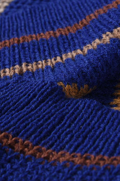 Suéteres casuales de rayas con cuello en V y patchwork (3 colores)