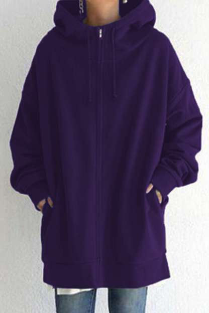 Tops casuales de cuello con capucha y cremallera con bolsillo y cordón (13 colores)