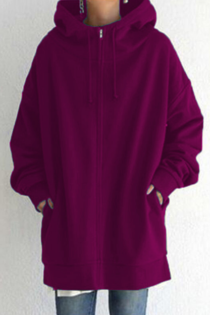 Tops casuales de cuello con capucha y cremallera con bolsillo y cordón (13 colores)