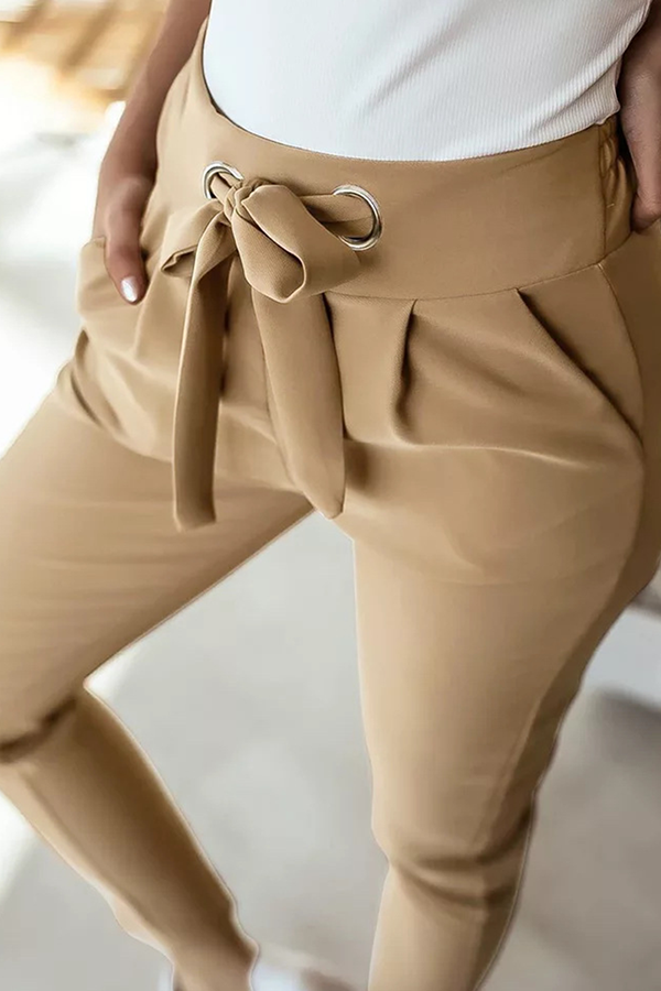 Pantalones casuales de color liso con diseño de tiras y patchwork (3 colores)