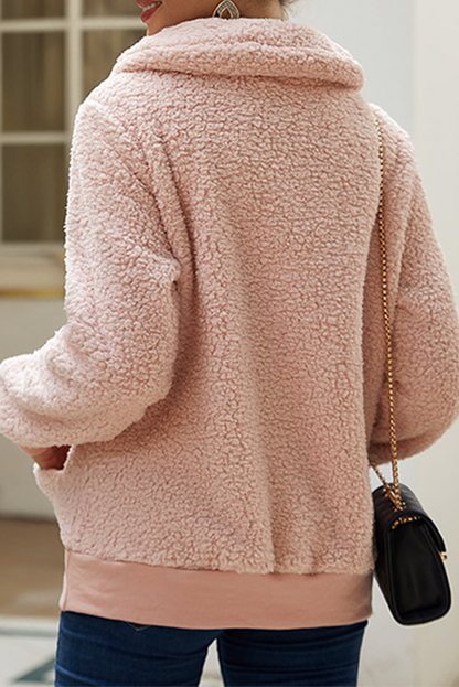 Tops casuales de cuello vuelto con cremallera y bolsillos sólidos