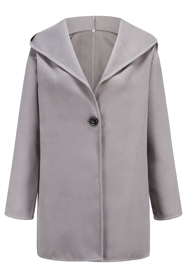 Prenda exterior informal, elegante, lisa, con botones y cuello con capucha (7 colores)