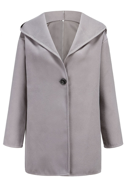 Prenda exterior informal, elegante, lisa, con botones y cuello con capucha (7 colores)