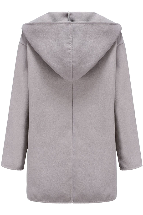 Prenda exterior informal, elegante, lisa, con botones y cuello con capucha (7 colores)