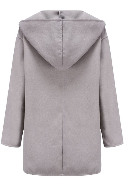 Prenda exterior informal, elegante, lisa, con botones y cuello con capucha (7 colores)