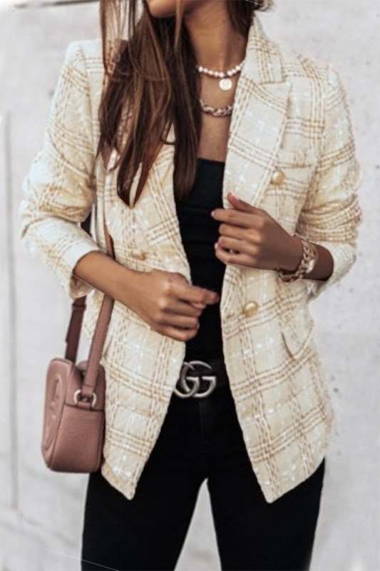 Prendas de abrigo informales con cuello vuelto y hebilla de patchwork con estampado