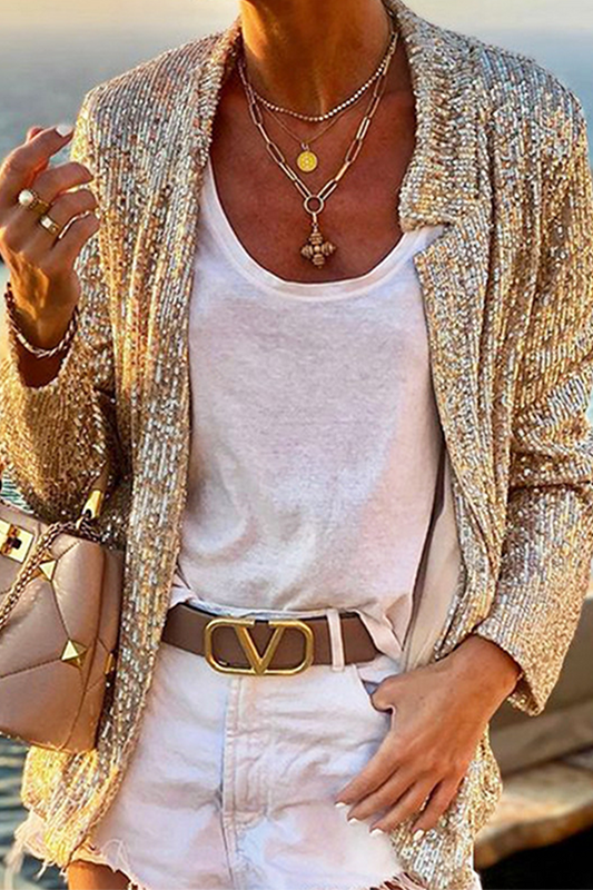 Prendas de abrigo informales, elegantes, lisas, con parches y lentejuelas