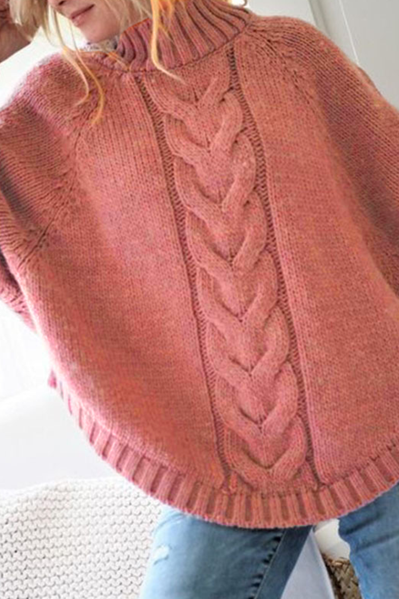 Casual Solid Patchwork Half A Turtleneck Sweaters(6 Colors)