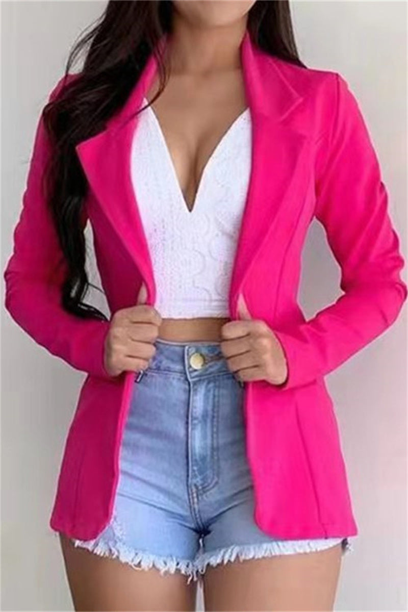 Prendas de abrigo ajustadas con cuello vuelto informal de moda (6 colores)