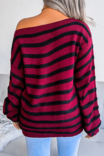 Tops casuales de rayas con patchwork y hombros descubiertos en contraste