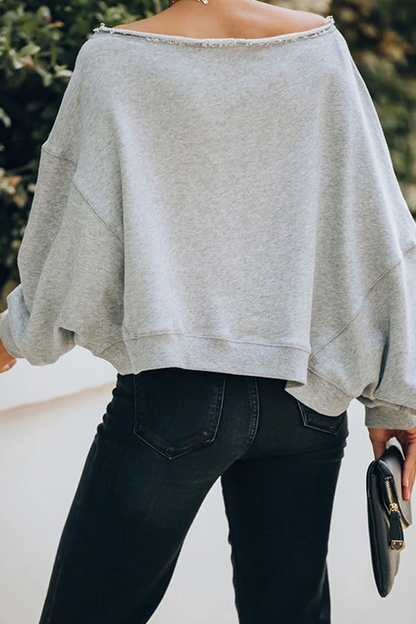 Sudadera con capucha informal, elegante, lisa, con parches y hombros descubiertos