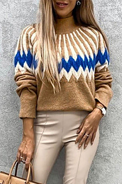Tops casuales de cuello alto con abertura geométrica en contraste (4 colores)