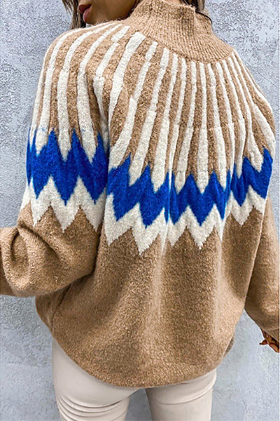 Tops casuales de cuello alto con abertura geométrica en contraste (4 colores)