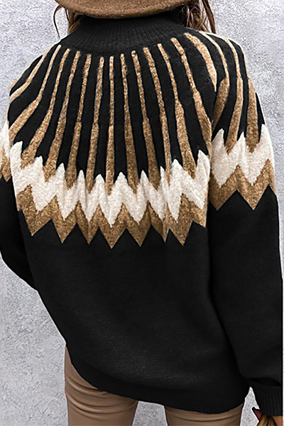 Tops casuales de cuello alto con abertura geométrica en contraste (4 colores)