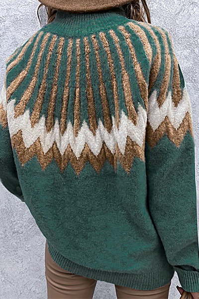 Tops casuales de cuello alto con abertura geométrica en contraste (4 colores)
