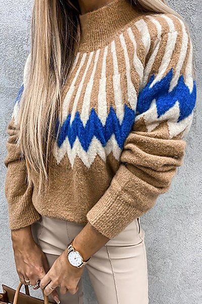 Tops casuales de cuello alto con abertura geométrica en contraste (4 colores)