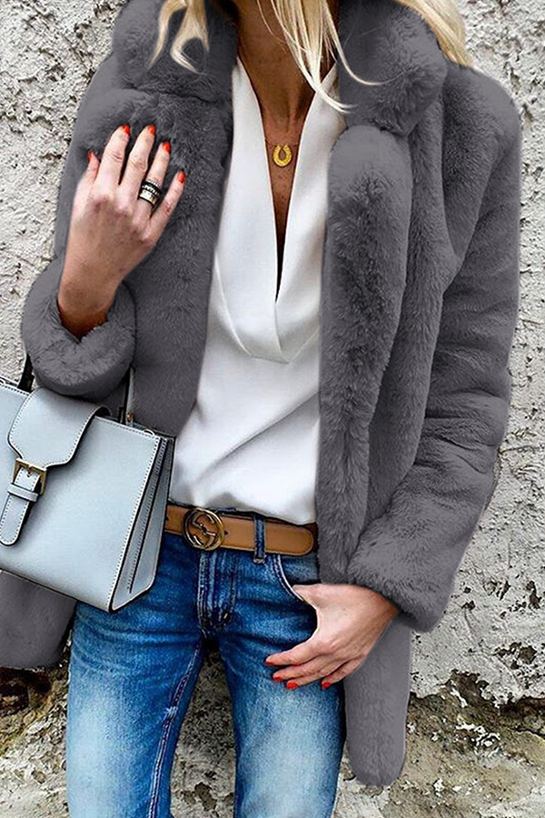 Prendas de abrigo básicas informales con cuello vuelto y parches lisos (4 colores)