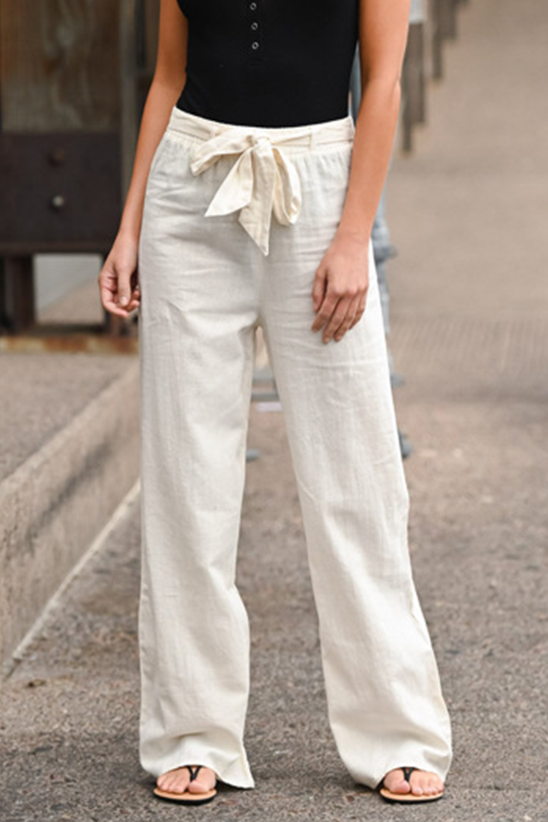 Pantalones casuales de color liso con parches, básicos, sueltos y rectos (6 colores)