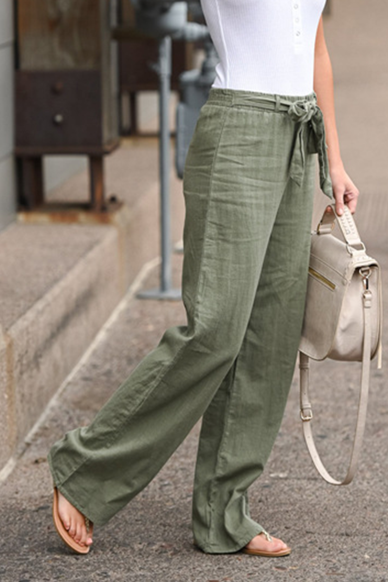 Pantalones casuales de color liso con parches, básicos, sueltos y rectos (6 colores)