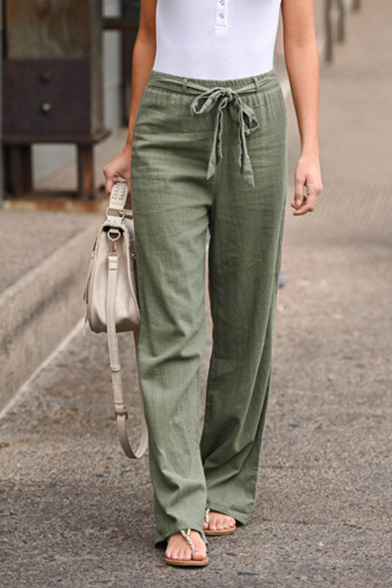 Pantalones casuales lisos con abertura en la parte inferior, básicos, sueltos y rectos, de color liso (6 colores)