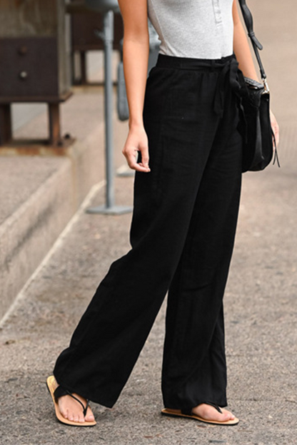 Pantalones casuales de color liso con parches, básicos, sueltos y rectos (6 colores)