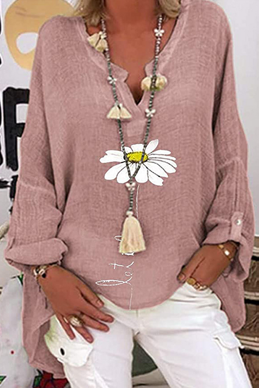 Tops casuales con cuello en V y patchwork floral (4 colores)