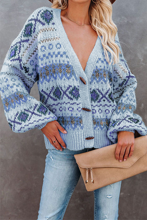 Suéter informal con cuello en V y hebilla con abertura geométrica (3 colores)