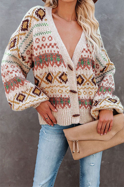 Suéter informal con cuello en V y hebilla con abertura geométrica (3 colores)