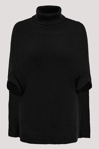 Casual Street Solid Split Joint Turtleneck Tops Sweater (Without Belt)