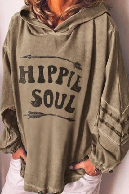Tops casuales con capucha y cuello básico con letras (4 colores)