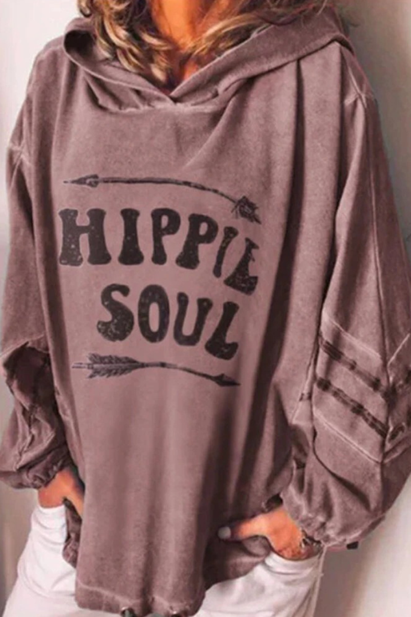 Tops casuales con capucha y cuello básico con letras (4 colores)