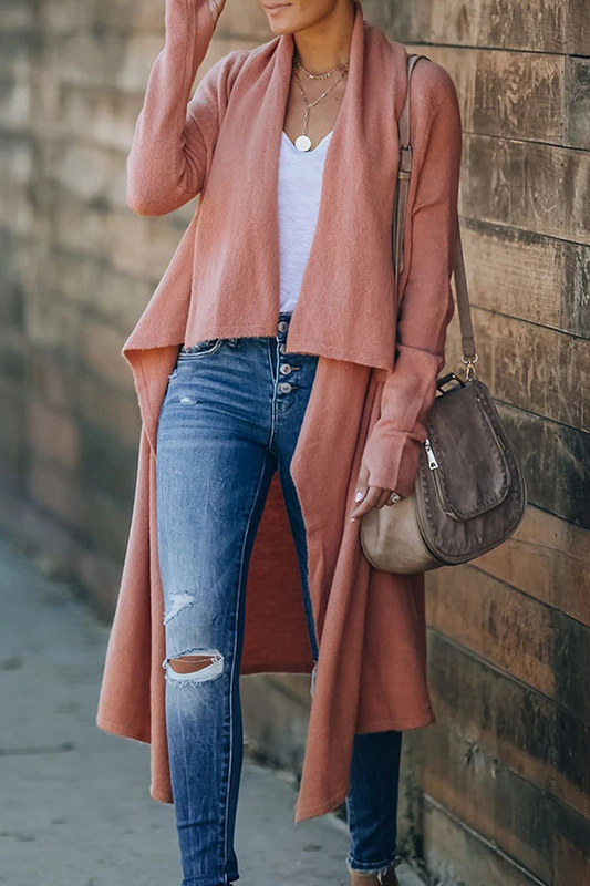 Prenda exterior informal de cuello vuelto con bolsillos y parches lisos (6 colores)