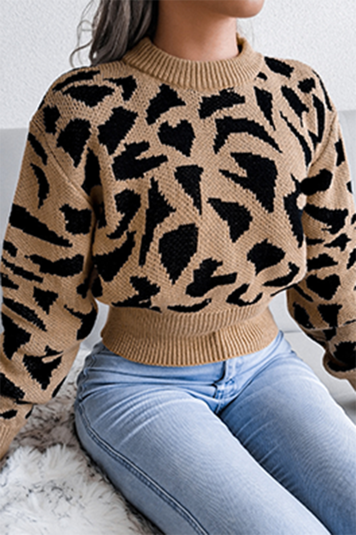 Tops casuales con cuello redondo, estampados y patchwork en contraste