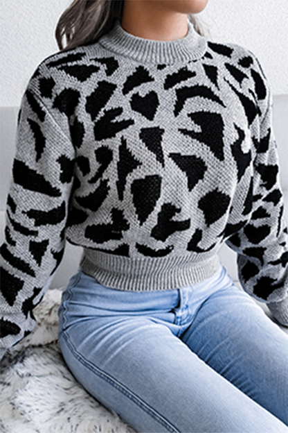 Tops casuales con cuello redondo, estampados y patchwork en contraste