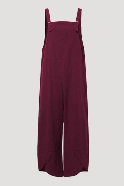 Monos casuales holgados tipo capri con botones lisos (8 colores)