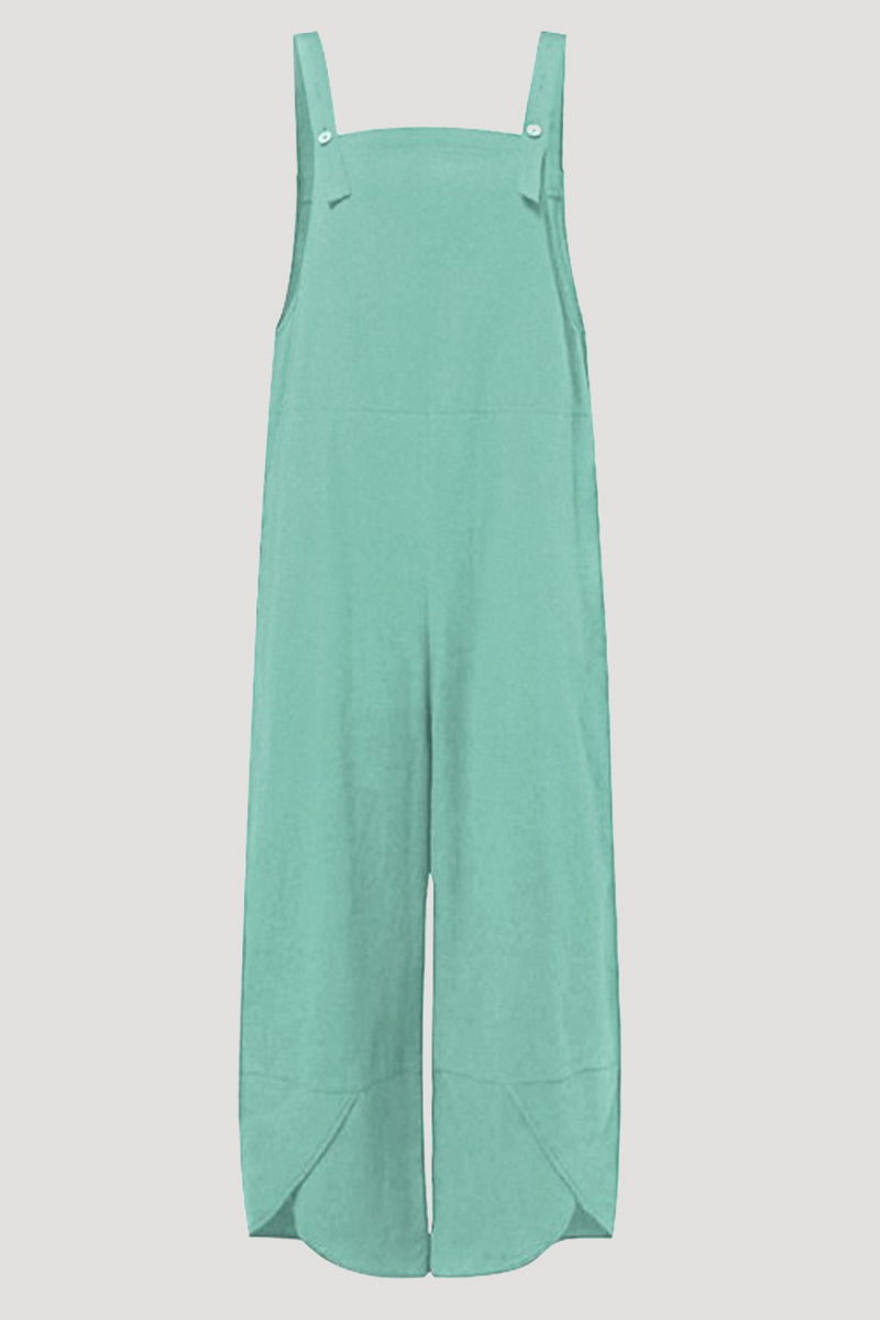 Monos casuales holgados tipo capri con botones lisos (8 colores)