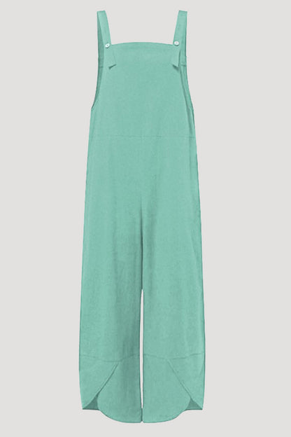 Monos casuales holgados tipo capri con botones lisos (8 colores)