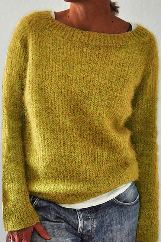 Suéter básico informal de cuello redondo y liso (6 colores)
