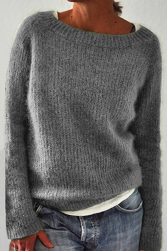 Suéter básico informal de cuello redondo y liso (6 colores)