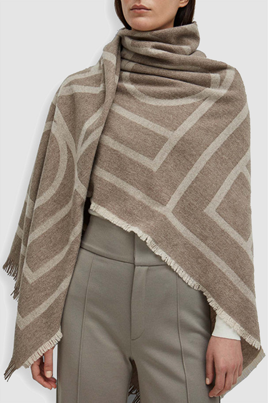 Bufanda elegante de moda con borlas geométricas y patchwork