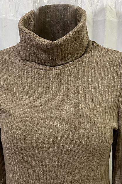 Tops casuales de cuello alto con hebilla sólida y pliegues (3 colores)