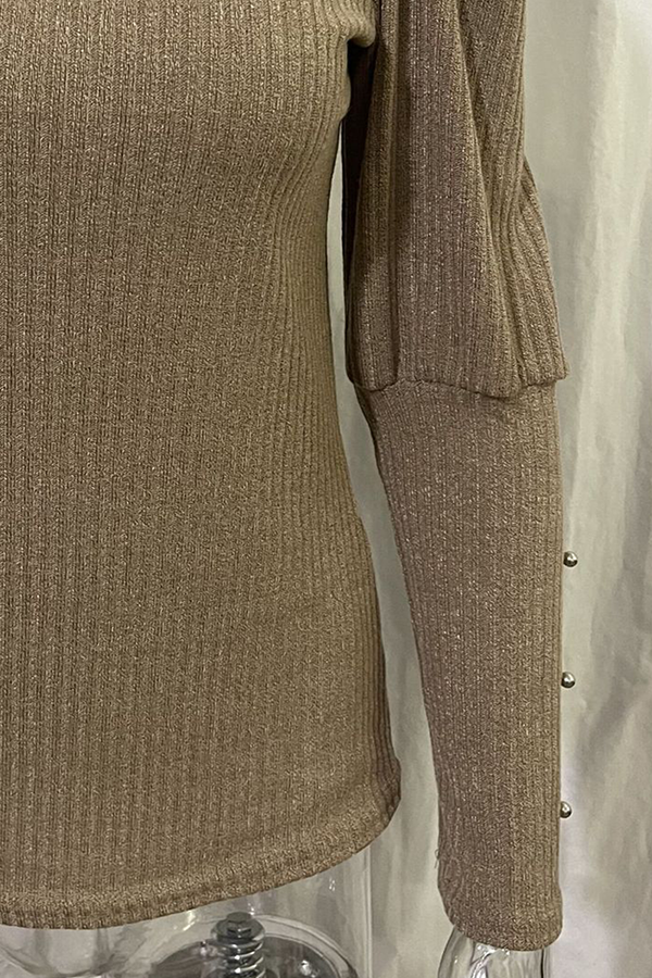 Tops casuales de cuello alto con hebilla sólida y pliegues (3 colores)