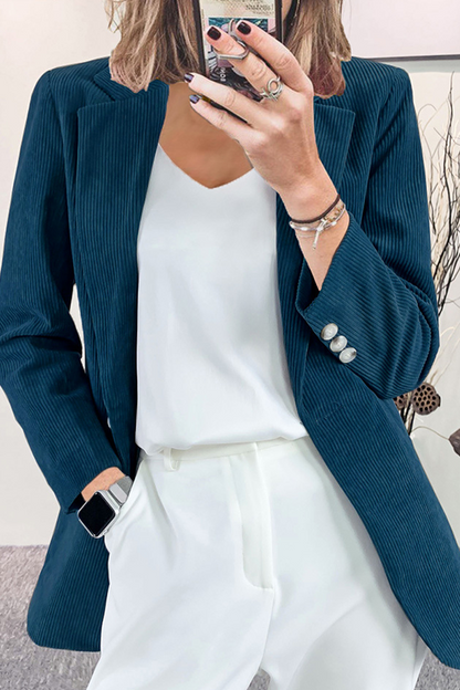 Prenda exterior informal, elegante, con botones lisos y cuello vuelto (7 colores)