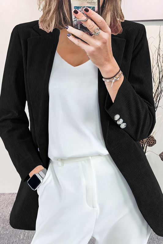 Prenda exterior informal, elegante, con botones lisos y cuello vuelto (7 colores)